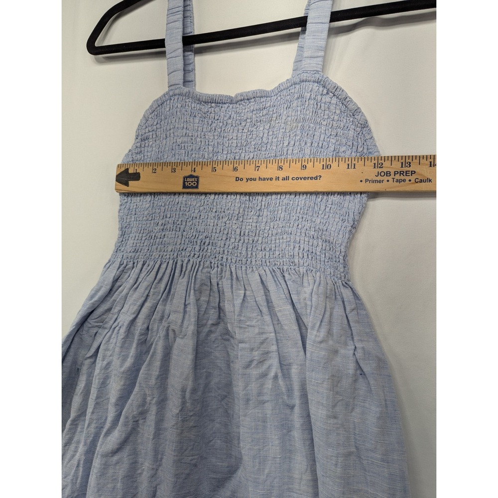 J.Crew Re-Imagined Blue Linen Cotton Smocked Maxi Dress Womens Medium Sleeveless - Picture 7 of 10